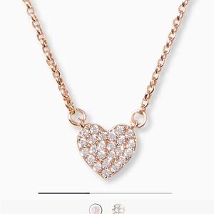 Kate Spade Yours Truly Pave Mini Rose Gold Heart Necklace. NWOT
